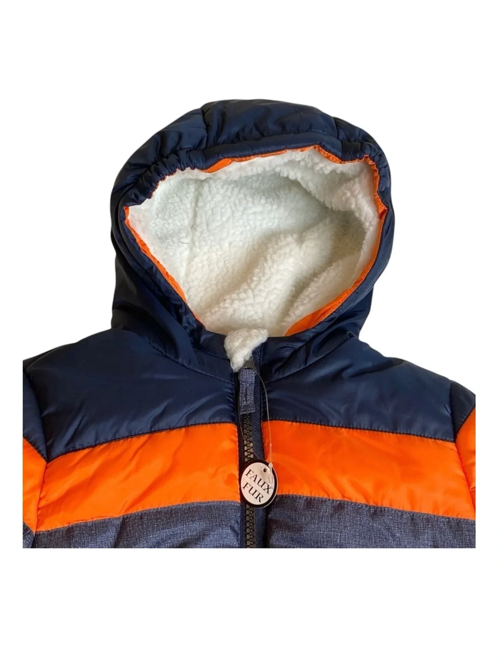 new Rothschild 𖠌 Striped Puffer Hoodie Jacket Parka 𖠌 Faux Sherpa 𖠌 Chambray - Picture 11 of 16